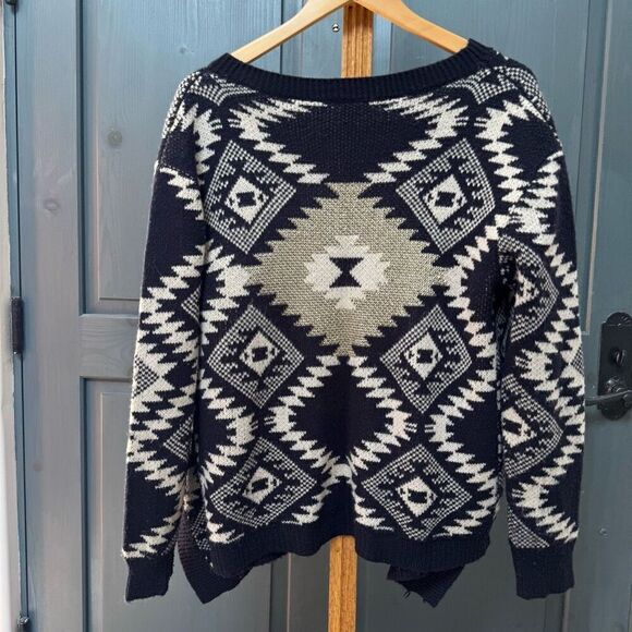 Downtown Coalition (M/L) Southwest Open Waterfall Knit Cardigan Sweater - Picture 2 of 6